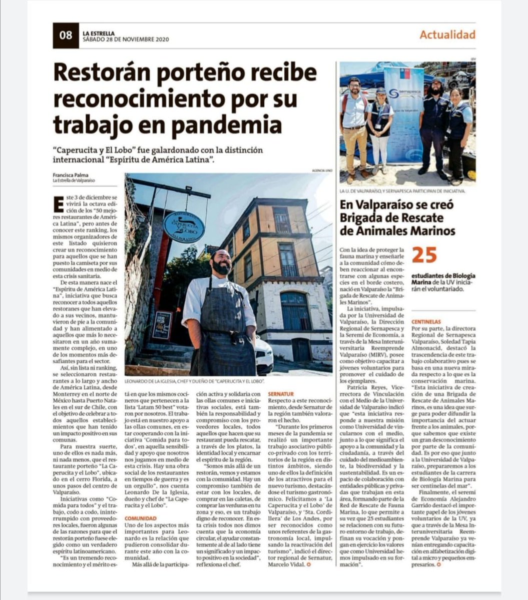 Bien por nuestros cocineros porteños !! Bien Leo, te la jugaste durante la pandemia, trabajaste ncansablemente día a día  junto a un círculo de personas y una fundación que eligieron actuar en favor de Valpo !!!