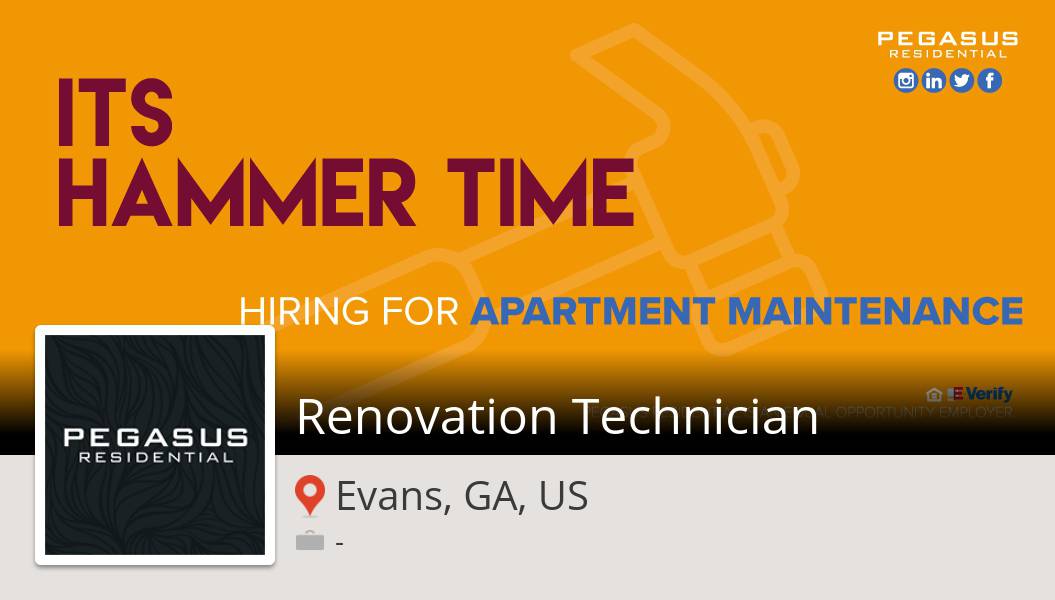 Renovation #Technician needed in #Evans, apply now at #PegasusResidential! #job workfor.us/pegasusresiden… #pegasuspower #wemakepigsfly #pegasusresidential #wehelppeoplefindhome #pegasus