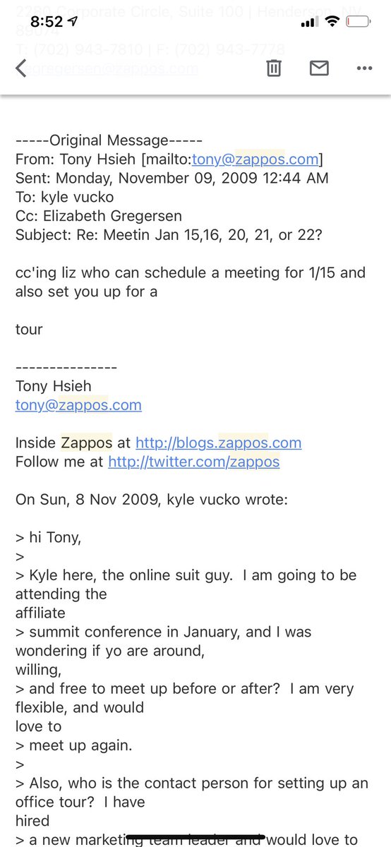jasoncarvalhoHQ's tweet image. In the early days of building Indochino, Kyle &amp;amp; I flew down in Jan 2010 to meet Tony &amp;amp; his team.  

Tony had just sold Zappos to Amazon for 1.2 Billion. 

He was so present.

Tony‘s compassion &amp;amp; insights defined how we built Indochino for years to come.

#TonyHsieh #RIPTonyHsieh