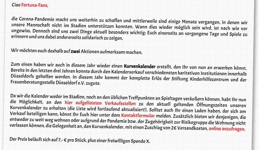  #F95’s Ultras Düsseldorf sell their 2021 calendar, with proceedings going in support of children from difficult backgrounds and women affected by domestic violence.They’ll also collect donations & items for the homeless.Dates and collection points, via  @Onnetar  3/23