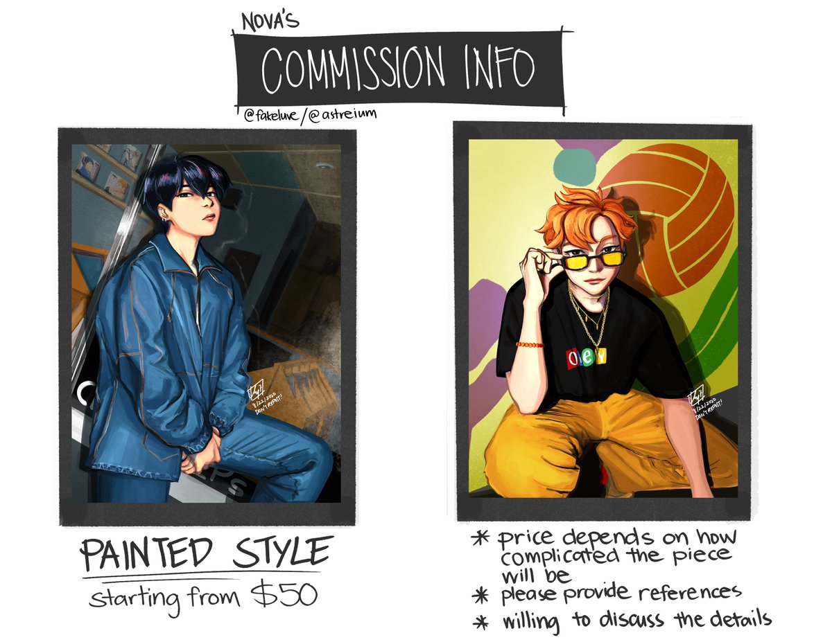 [ RTs appreciated ! ]  

hello !!! i am once again opening commissions to help out with paying the bills and my college tuition owo
7 slots are available; first come, first serve !
please DM me if you're interested ?

thank you so so much for your time and support!!! ♡ 