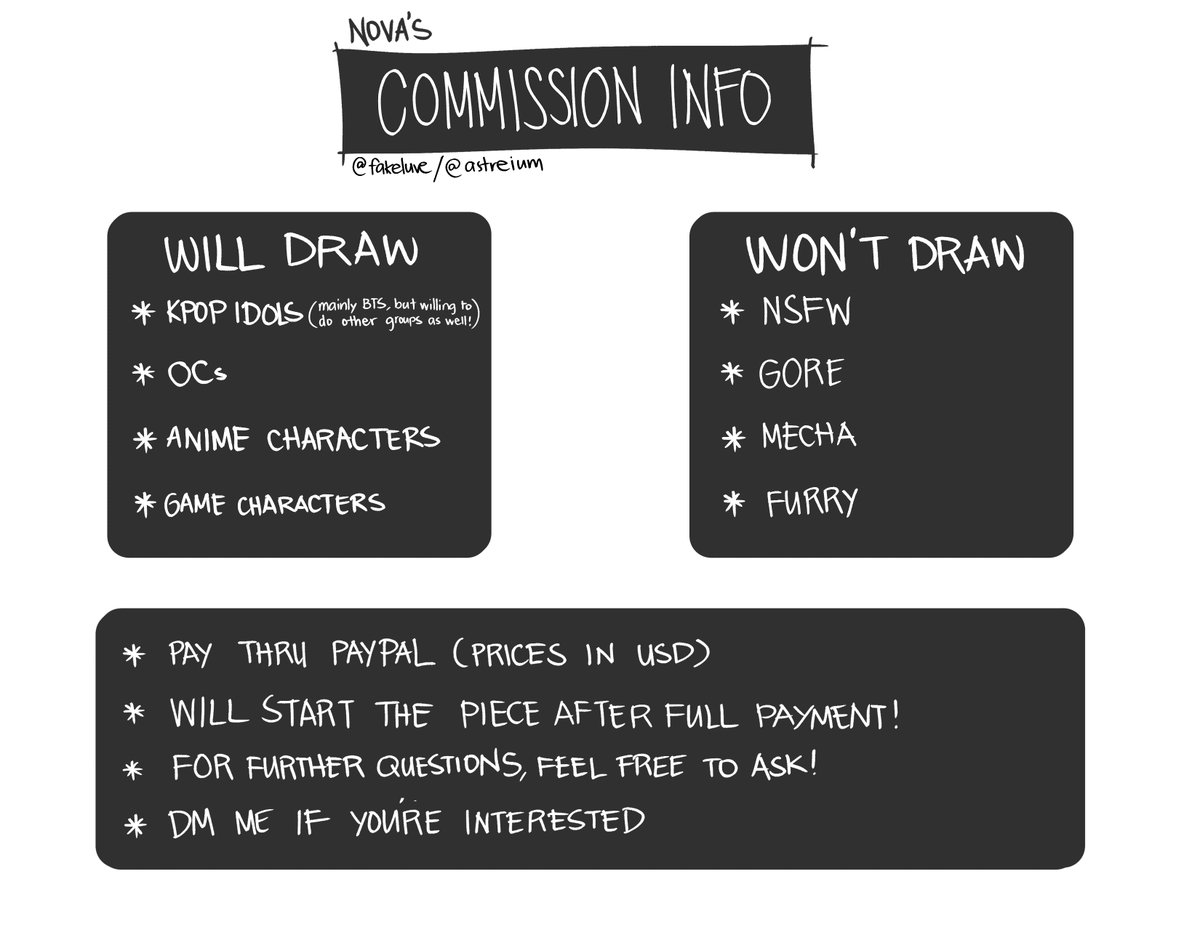 [ RTs appreciated ! ]  

hello !!! i am once again opening commissions to help out with paying the bills and my college tuition owo
7 slots are available; first come, first serve !
please DM me if you're interested ?

thank you so so much for your time and support!!! ♡ 