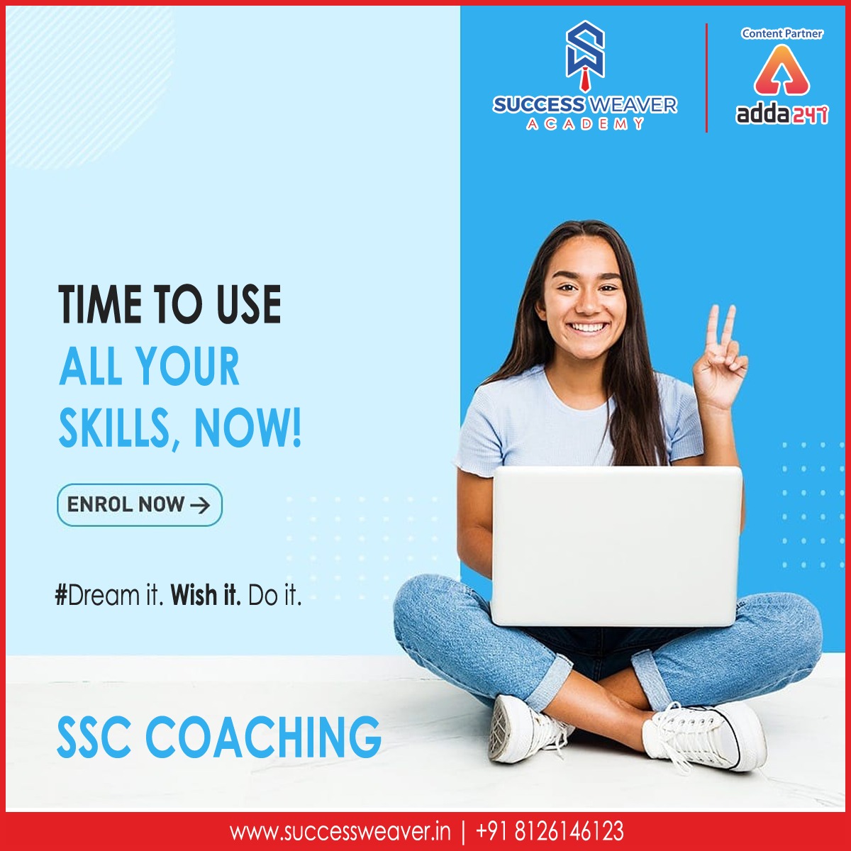 Success_Weaver's tweet image. The opportunity of different learning experiences you never get before. The experience to learn with @Success_Weaver provides you high proficiency of mental satisfaction.

#SSC #GovernmentExams #CrackSSC #Learn #GatewayToSuccess #Adda247 #Careerpower #SuccessWeaverAcademy #Meerut