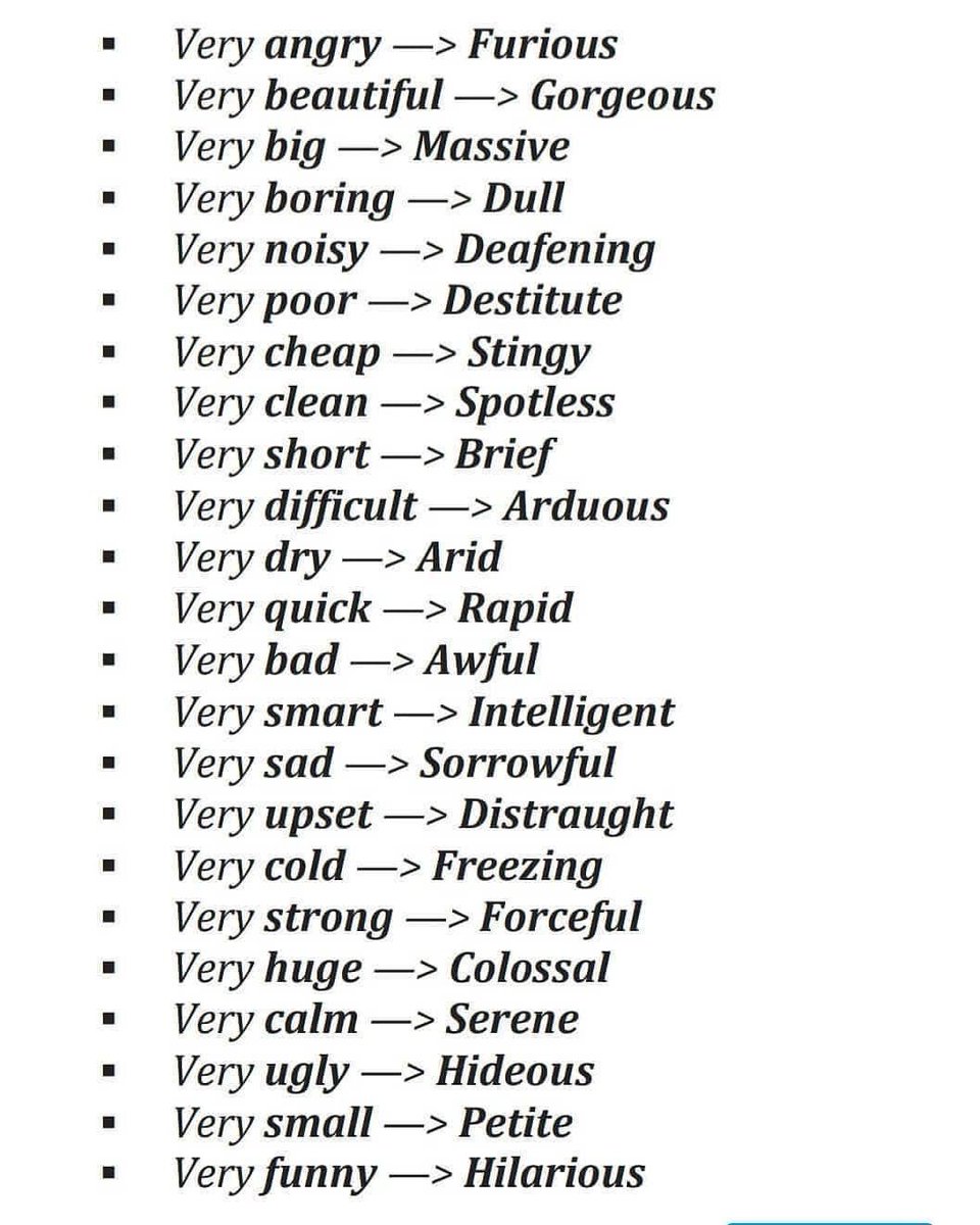 TundeTASH's tweet photo. Some word alternatives for “Very”. https://t.co/9F6nzOR3wq
