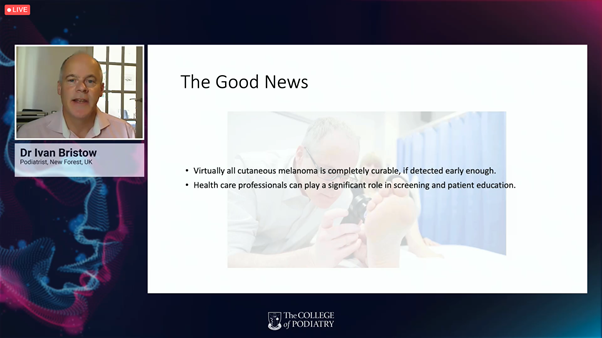 RoyColPod's tweet photo. Everything you ever wanted to know about Acral Lentiginous Melanoma. @DrIvanBristow taking the virtual conference on an excellent, life saving whistle stop tour on all the many aspect of ALM. #copc2020 #sizematters https://t.co/CiTHPRc2j9