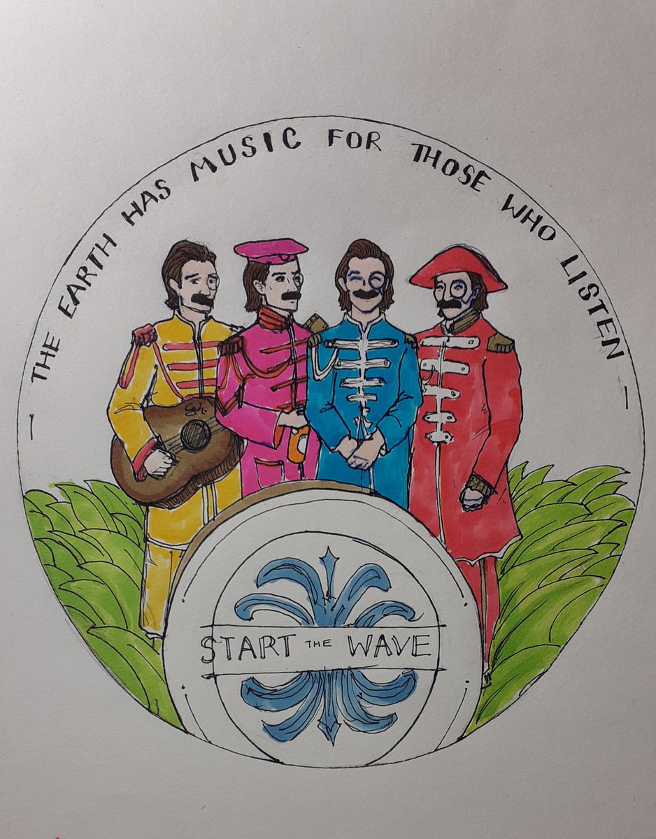 nedleyshat's tweet photo. In honour of Dom's concert I humbly present: The Beatles, but if they were all Halloween-Mustache-Dom @FightForWyn #hearthewave #DomPerformsLIVE https://t.co/8gSkWkHMGu