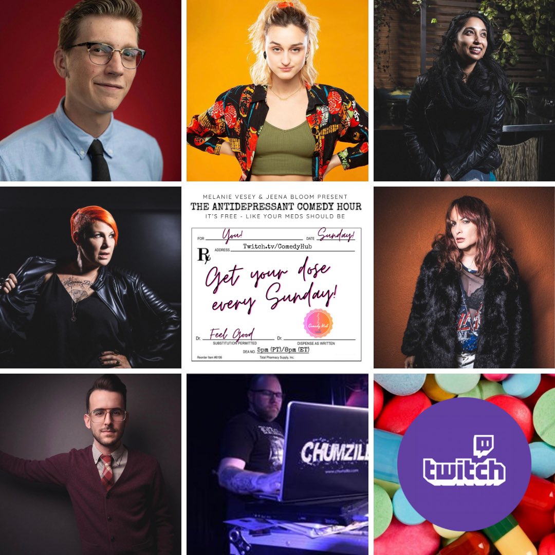 AntiDcomedy's tweet photo. 💊Save room to gobble up these hilarious jive turkeys this Sunday 🦃💨 

💊Featuring!

@stefdagz 
@RemyGerminario 
@Nicschepp 
@Subhah 
 @MelanieVesey 
@jeenabloom 
and DJ @ChumZilla 

💊Watch on @ComedyHubLive at 5pm (PT) / 8pm (ET) 

💊RSVP HERE ➡️ https://t.co/7LJWoFconC https://t.co/KXrJPbthe2