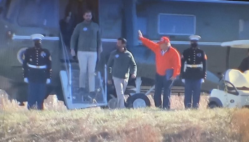 KellyO's tweet photo. President Trump and sons @DonaldJTrumpJr @EricTrump flew Marine One from Camp David in Maryland to the family owned and Trump branded golf property in Virginia today. https://t.co/YXOLPryDDP