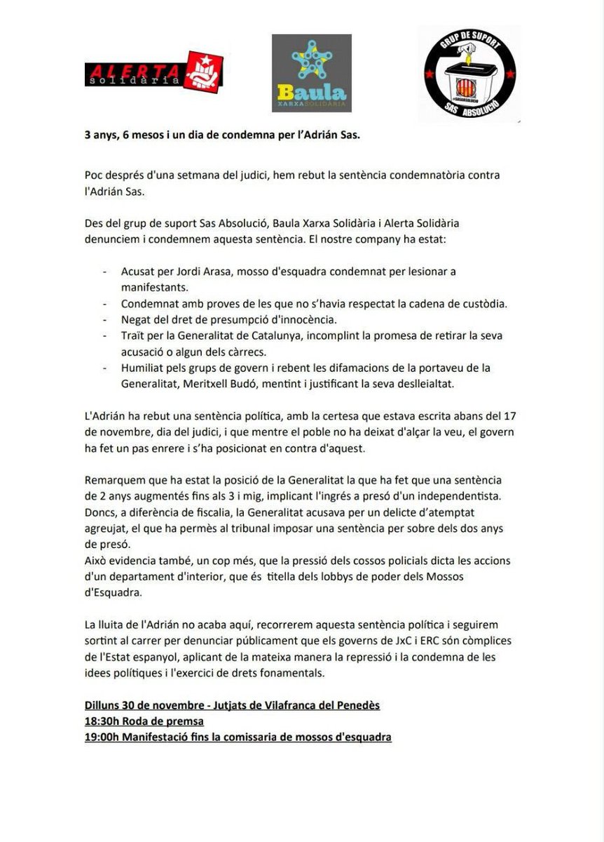 joancomaroura's tweet image. Això és molt gros i tant @Esquerra_ERC com @JuntsXCat en son els responsables. Si ho fes l’estat espanyol molts dels que no diran res protestarien i amb raó. Per què calleu, ara? On és la vostra solidaritat?