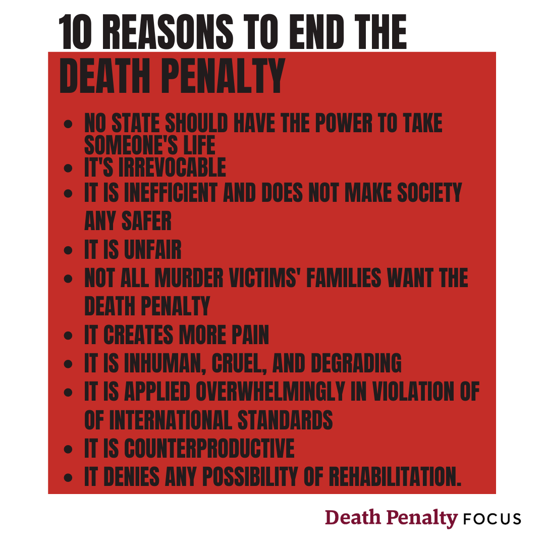 Death Penalty Focus on X: "It's very clear to us: The death penalty is inhumane and should be abolished. But if you need more reason- here's 10. #DeathPenaltyFocus #AbolishTheDeathPenalty https://t.co/XuxUxPHVuu" / X