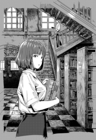 The Bookworm, by Amagappa Shoujogun.

Part of Horror Anthology Comic Shikaku.
#illustration #manga #horrorart #amagappashoujogun #anime #mystery #shikaku