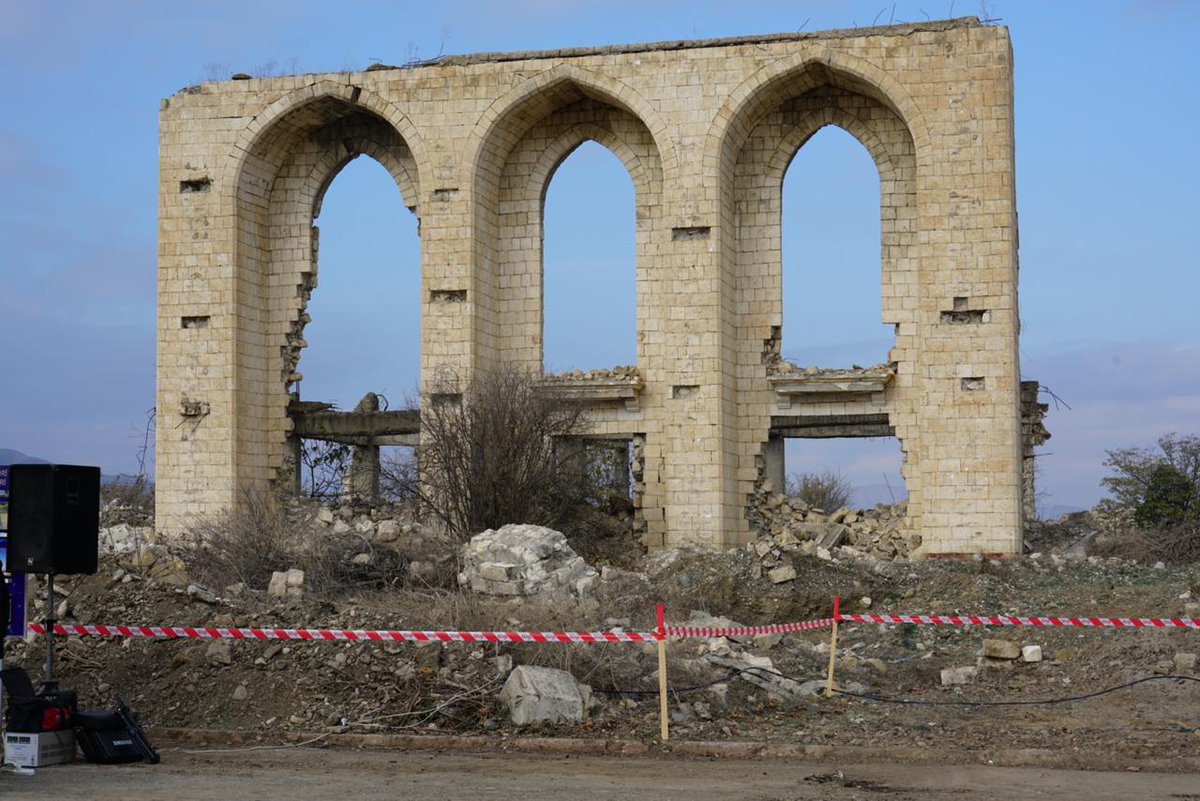 HikmetHajiyev's tweet photo. Magnitude of destruction in "Hiroshimo of South Caucasus" - Ağdam. Luckily Ağdam did not sustain nuclear attack. But damages and looting it has been inflicted by Armenia throughout of 30 years of occupational is worse than nuclear bomb. Vivid recognition of #urbicide https://t.co/HfRJnm8Mw4