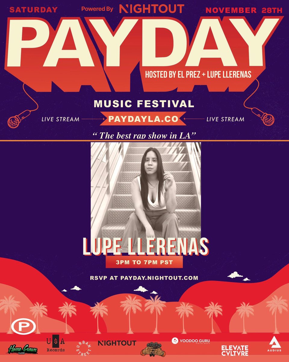 LupeLLerenas's tweet photo. TODAY 📍 #PayDayFest
Starting @ 3pm PST 📲
Tons of dope virtual performances & hosted by @elprezdeLA & myself.
3 Ways To Watch:
Website: https://t.co/PNyX1IZiKT
Youtube: https://t.co/h3rjd0t6jH
Twitch: https://t.co/HI2B6r0lEb
See you there! https://t.co/XmOygPU9Xx