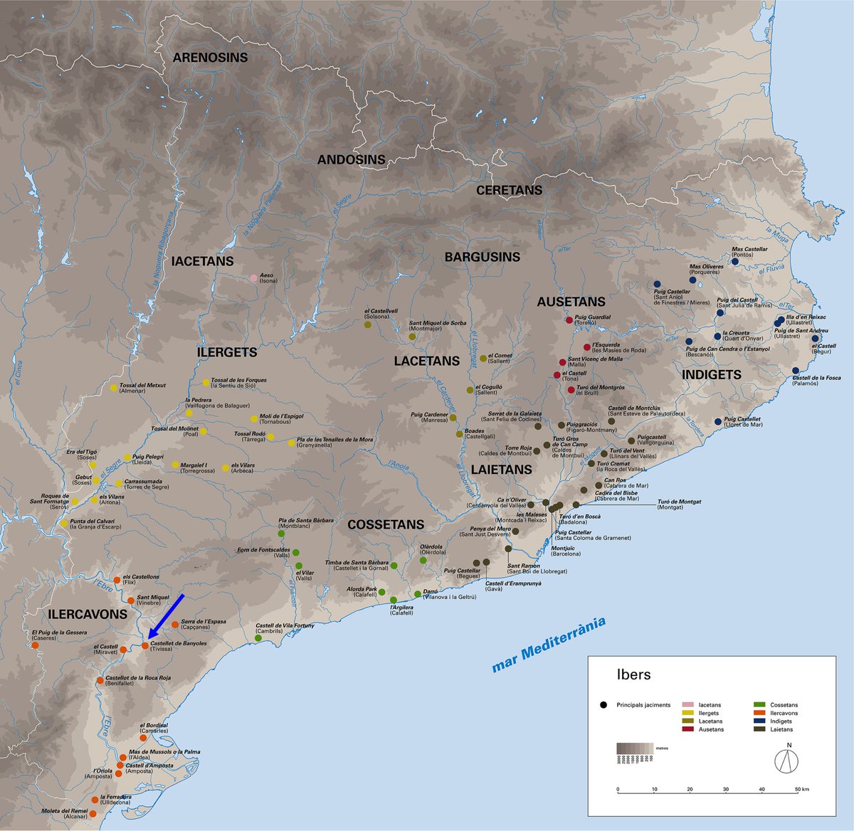 La troballa d'una prova d'encunyació en un fragment de plom al poblat iber del Castellet de Banyoles (#Tivissa, Ribera d'Ebre) suggereix que seria la "KUM" que llegim en diverses monedes ibèriques. Destruïda durant la 2a Guerra Púnica, podria haver estat capital dels ilercavons
