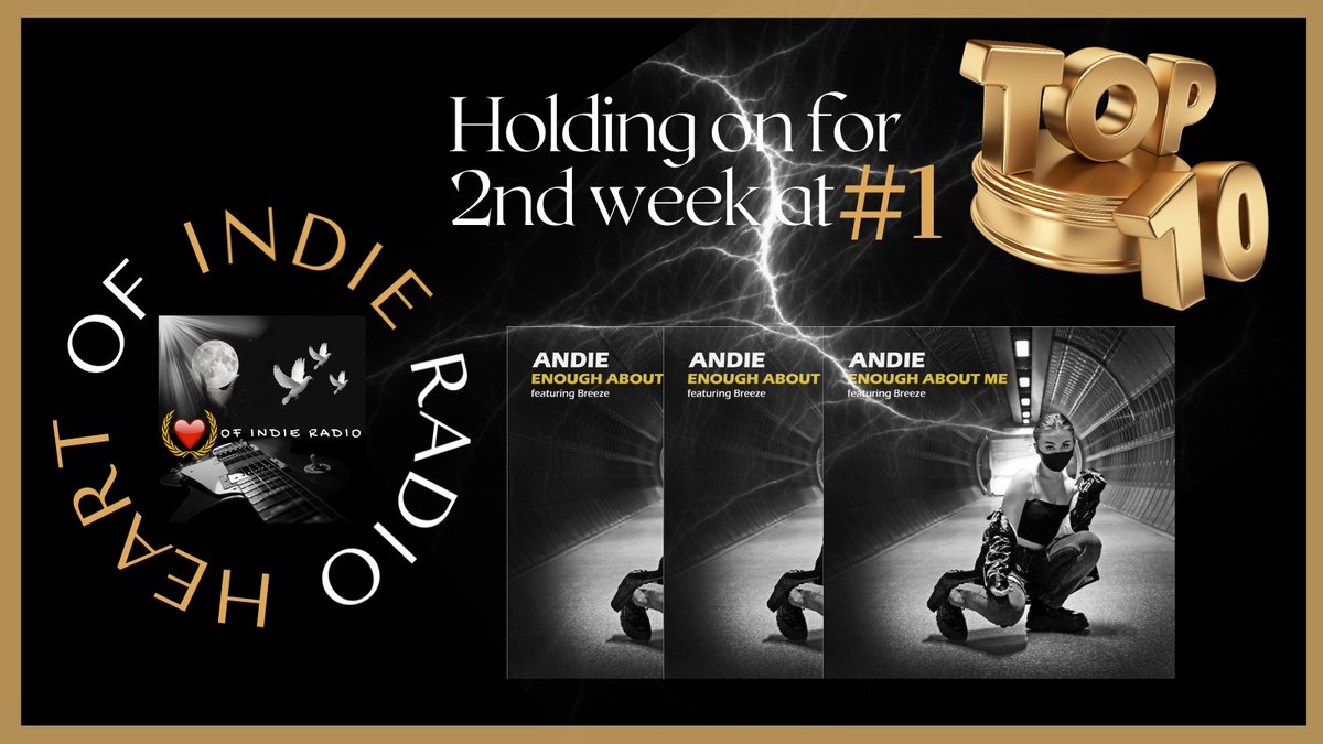 YES, FOLKS_ Lightning has struck again for ANDIE @OfficialAndie_ as her #NewMusic Enough About Me has held on to the #1 slot on our #Top10 for the 2nd week. Congrats Andie, we are excited & so very proud of you. Keep shaking things up! #indiemusic #Indieartists @Heartofindie โฅ๏ธ https://t.co/LwTSuO0Stz