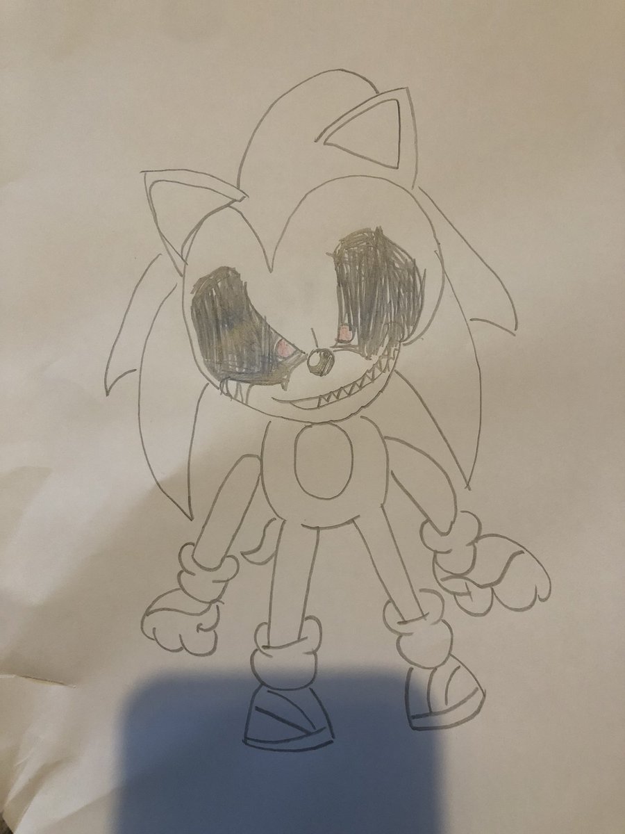 CarolineFit's tweet photo. @WPS_red Alfie lately has enjoyed drawing, and today he copied this from my laptop and drew it freehand with no help  #SonicTheHedgehog https://t.co/vHjL9kWVVX
