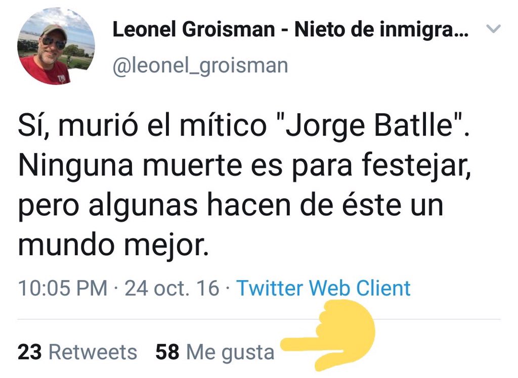 En este momento delicado de salud que atraviesa el expresidente Vázquez no sean tan miserables como <a href="/AlfTuitea/">Alfin</a> o @leonel_groisman festejando estas cosas... No caigan tan bajo como ellos.
