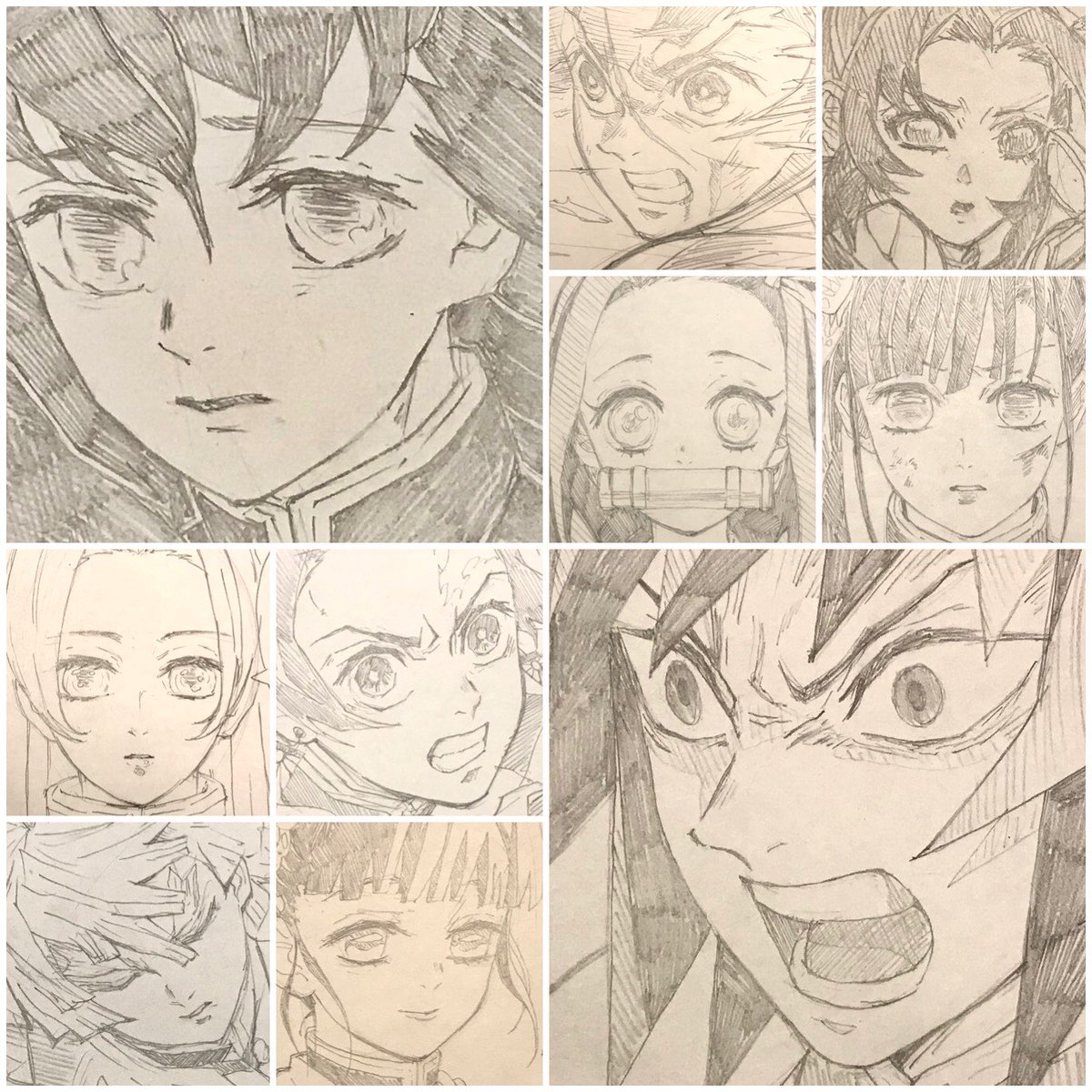 最近描いた鬼滅の刃の絵の顔アップ
#鬼滅の刃 #模写 #イラスト #顔 