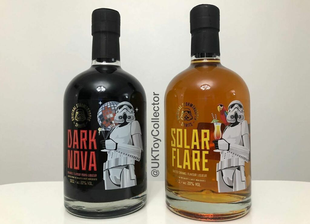 UKToyCollector's tweet photo. Absolutely loving these ORIGINAL STORMTROOPER LIQUEURS
These are from @BM_Stores @BMStores
#OriginalStormtrooperLiquers in 50cl bottles, for £9.99 each.
#SolarFlare is salted caramel flavour, whilst #DarkNova is bramble. 
Available now, but if you want s… https://t.co/pHoZ9rkqg4 https://t.co/XPliJqsL5c