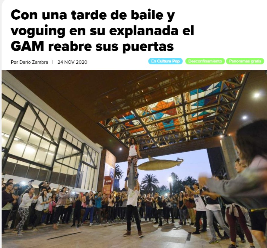 centroGAM's tweet photo. #TeLoDice @lt_finde 🤩 "Con una tarde de baile y voguing en su explanada el GAM reabre sus puertas". No podemos esperar a nuestra primera #PlazaLibre y todos los detalles los destaca Darío Zambra aquí>> https://t.co/Ihwu2lJ005 https://t.co/DXHyYqKkuC