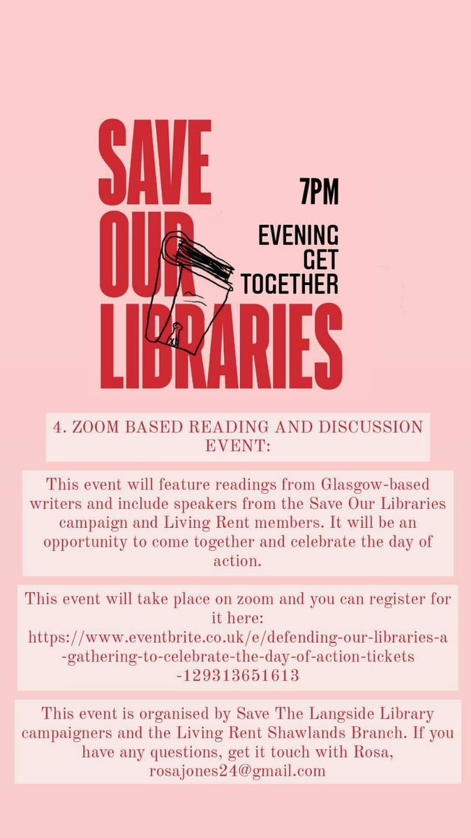 KirstieCusick's tweet photo. Great day of virtual action & community engagement...and it's not over yet. Please join us online at 7pm this evening for our reading & @SaveGlasgowLibs discussion event #BooksOverdue https://t.co/p8hE0SJXvt