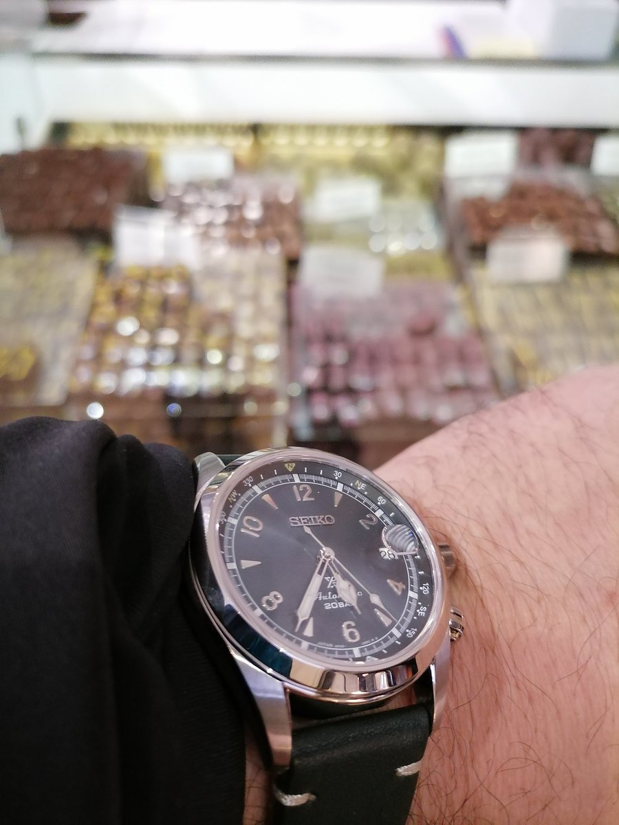 Today we could do "non-essential" shopping. I bought this Seiko Alpinist Mountain Glacier. Now, I'm at the chocolate factory.