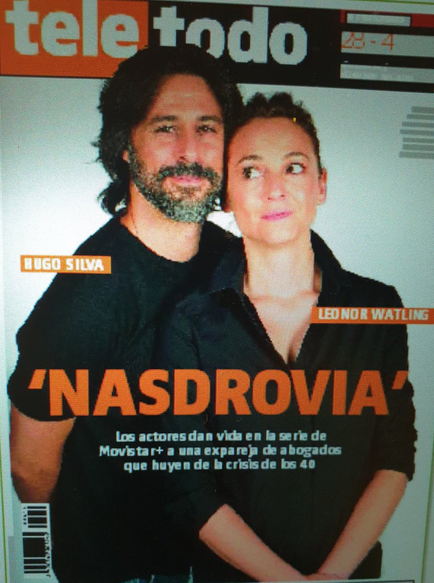 inesmine's tweet photo. Los actores de la serie de @MovistarPlus #Nasdrovia Hugo Silva .@rastacai y Leonor Watling .@LeonorWatling1 protagonizan la portada del suplemento de @elperiodico #Teletodo de esta semana https://t.co/vO6xqFv8Hg