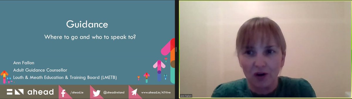 aheadireland's tweet photo. Thrilled to have Guidance Counsellor Ann Fallon as our final presenter for #BetterOptions2020. We took a poll at the beginning of Ann's session and found that 45% of respondents didn't know what course they wanted to do, so the information Ann is providing is highly relevant. https://t.co/5b5ynFgYzH