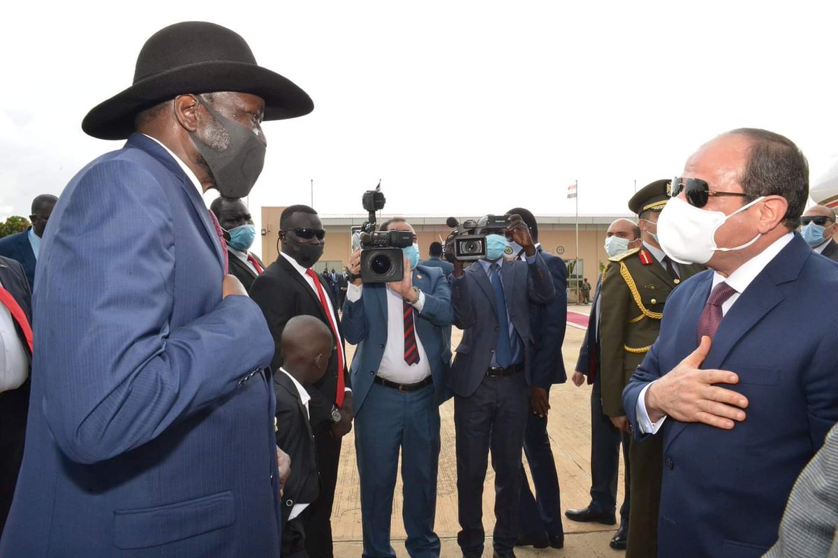 Sahanpost's tweet photo. Egypt's President Abdel Fattah el-Sissi, arrived Saturday in South Sudan as tensions and instability rise in the region. 

According to officials, President Sissi and South Sudanese President Salva Kiir will discuss bilateral issues and exchange views on regional stability, https://t.co/E8fAlWMi3E