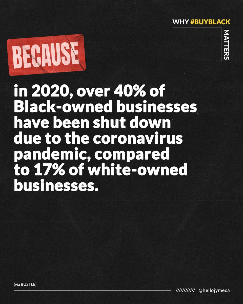 helloJymeca's tweet photo. This is why #BUYBLACK matters ✊🏾

Tag a Black-owned business you're supporting this weekend below 🏆

🧠 A few more stats for thought: https://t.co/PHLygKEhGo https://t.co/g8b2lMevEW