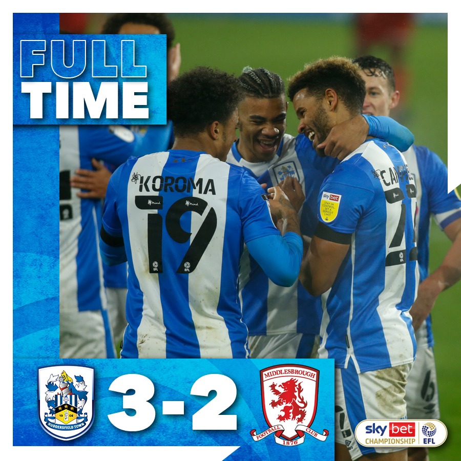 htafc's tweet photo. 90' FULL-TIME #htafc 3-2 #Boro: WHAT. A. WIN! https://t.co/NMtjCxgNqr