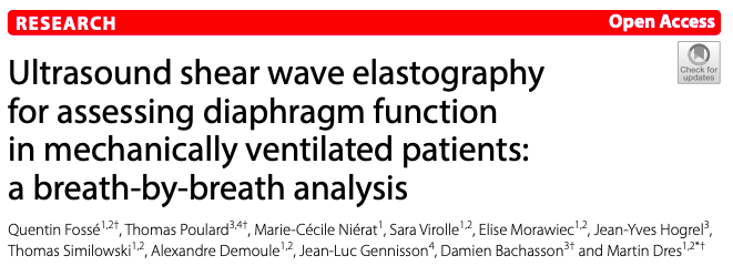 🔴 New PhD paper out in <a href="/Crit_Care/">Critical Care</a>😀

Ultrasound SWE for assessing diaphragm function in mechanically ventilated patients

➡️Sensitive to respiratory load
➡️Negatively impacted by respiratory rate
🔜Technological developments needed

More info: ccforum.biomedcentral.com/articles/10.11… 
<a href="/BachassD/">Damien Bachasson</a>