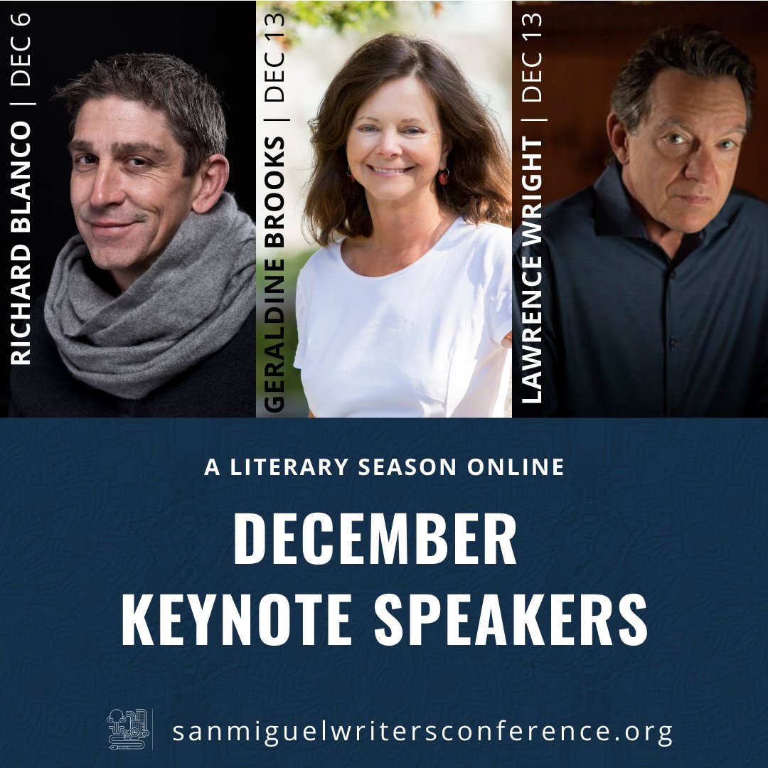 SMAWritersCon's tweet photo. On Dec. 6, @rblancopoet in conversation with Helene Atwan.
You’ll have the fitting opportunity to attend Pulitzer prize-winning authors, @GeraldineBrooks and @lawrence_wright, in Dec. 13.
https://t.co/eG23JPrvXW
#SMWC2021 #richardblanco #howtoloveacountry #amwriting #write https://t.co/x3LkWEJsE0