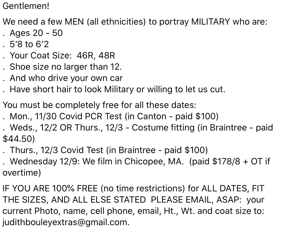 JBouleyCasting's tweet photo. Judith Bouley Casting is searching for men to play MILITARY TYPES. Please submit if you match this criteria! https://t.co/10FfTAO9ty