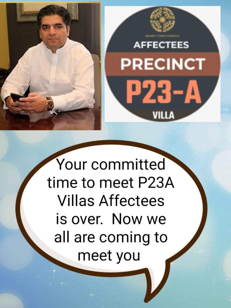 #P23A @MalikRiaz_ @BahriaTownOffic @AliRiazHussain Mr Malik Riaz Bharia Town Karachi Prove that you are good person. Give our villas need justice We r Btk Precinct 23A Villas Affecttee