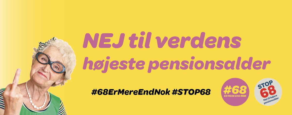 68Mere's tweet photo. Hverken @regeringDK + @folketinget skal uimodsagt have lov til at hæve pensionsalderen til 69 år. Så 1.12 hvor lovforslaget behandles er der markeringer overfor FT hovedindgang
kl.11 &amp; 16 Hør bl.a @StriibMona @perchristen3F @SinemKirazDemir @KjaAnd #dkpol
https://t.co/kl5kRWizzh https://t.co/HfMQI5He9l