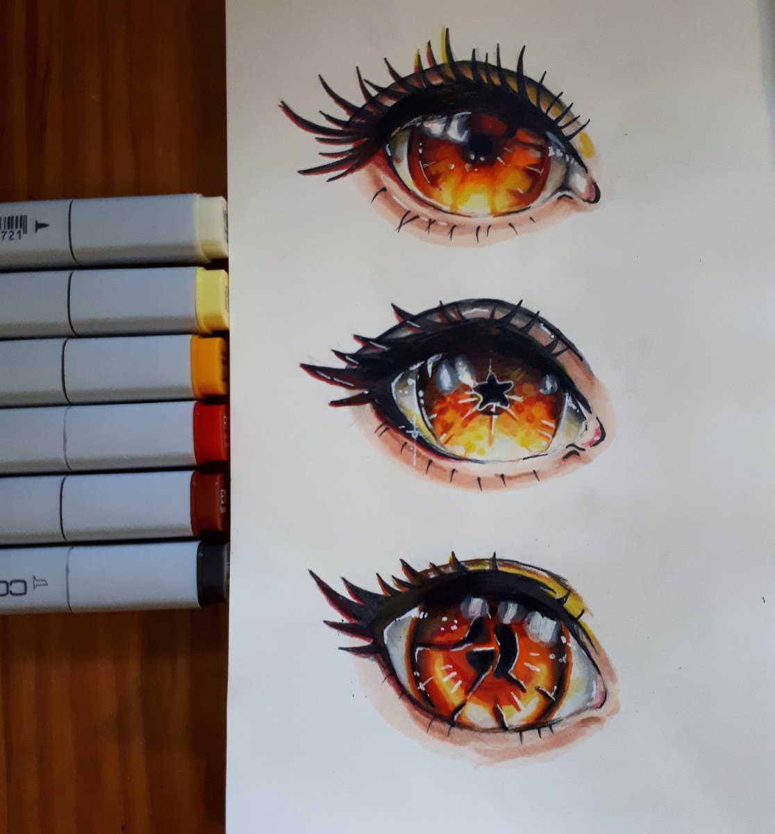 Here's another set of eyes! Working hard on the next video ~ should be out next month. 

#eyes #anime #animeeyes #manga #mangaart #animeart #fanart #artistsontwitter #ArtistOnTwitter #copic #copicart #copicartwork #markers #markerart #copicwithus #sketchbook #draw #drawing