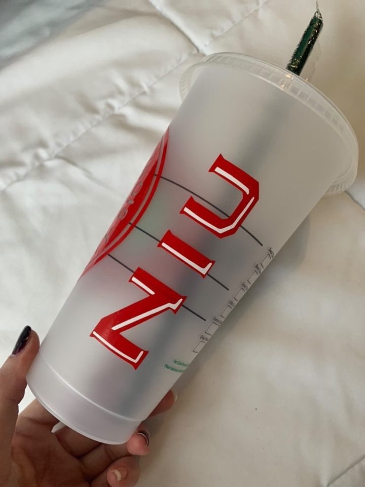 niudm's tweet photo. We hope everyone had a great Thanksgiving!! This Monday we are having a Cyber Monday Fundraiser! You can win this NIU themed cup or an XL Lurie’s Children’s Hospital sweatshirt. You won’t want to miss out! https://t.co/97rJ9eEfuY