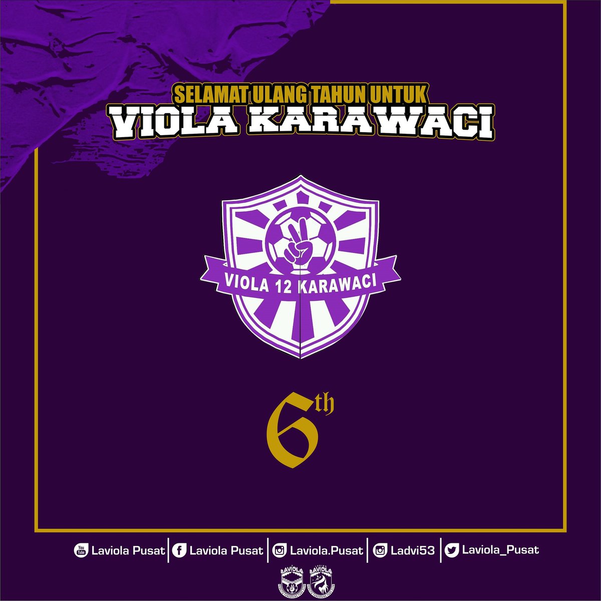 Selamat hari jadi untuk laviola 12 karawaci yg ke 6 tahun, makin solid makin kompak, dan selalu diberi kesehatan untuk semua anggotanya
.
#laviola #ladiesviola #persitafans #persitajuara