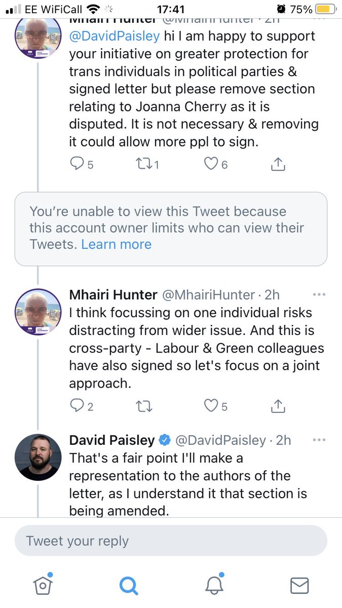 joannaccherry's tweet photo. Some major back tracking going on from @MhairiHunter &amp; @DavidPaisley. Letter they both signed defaming me is now to be amended. How about an apology? Donation to organisation of my choice? @Womans_Place_UK or @IndexCensorship? https://t.co/7Zwk6CCO4n