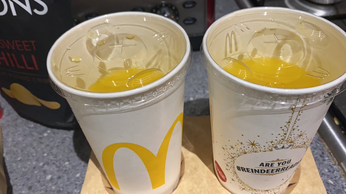 thephoenix79's tweet photo. @McDonaldsUK didn’t realise that you guys were doing 3/4 drinks these days... almost afraid to open the rest of the order just in case I see half a Big Mac and only 2 chicken nuggets https://t.co/UN8lbkJFLL