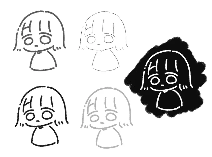 ☑︎線が太い方がきままはかわいい
☑︎線が濃い方がきままはかわいい
☑︎黒地に白で描くときままのかわいさが消し飛ぶ… 