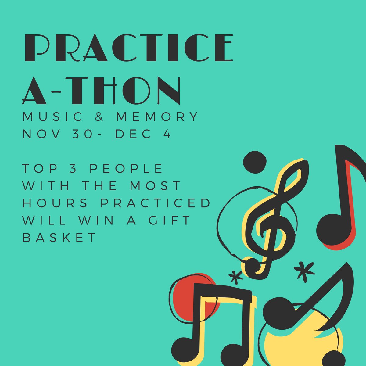 TluMusicmemory's tweet image. This week we will be having our annual Practice-A-Thon!!! The top 3 people with the most hours practiced (in Weston) will receive a gift basket. ALSO the person who donates the most will receive a prize!!
For more info email: mfcruz@tlu.edu