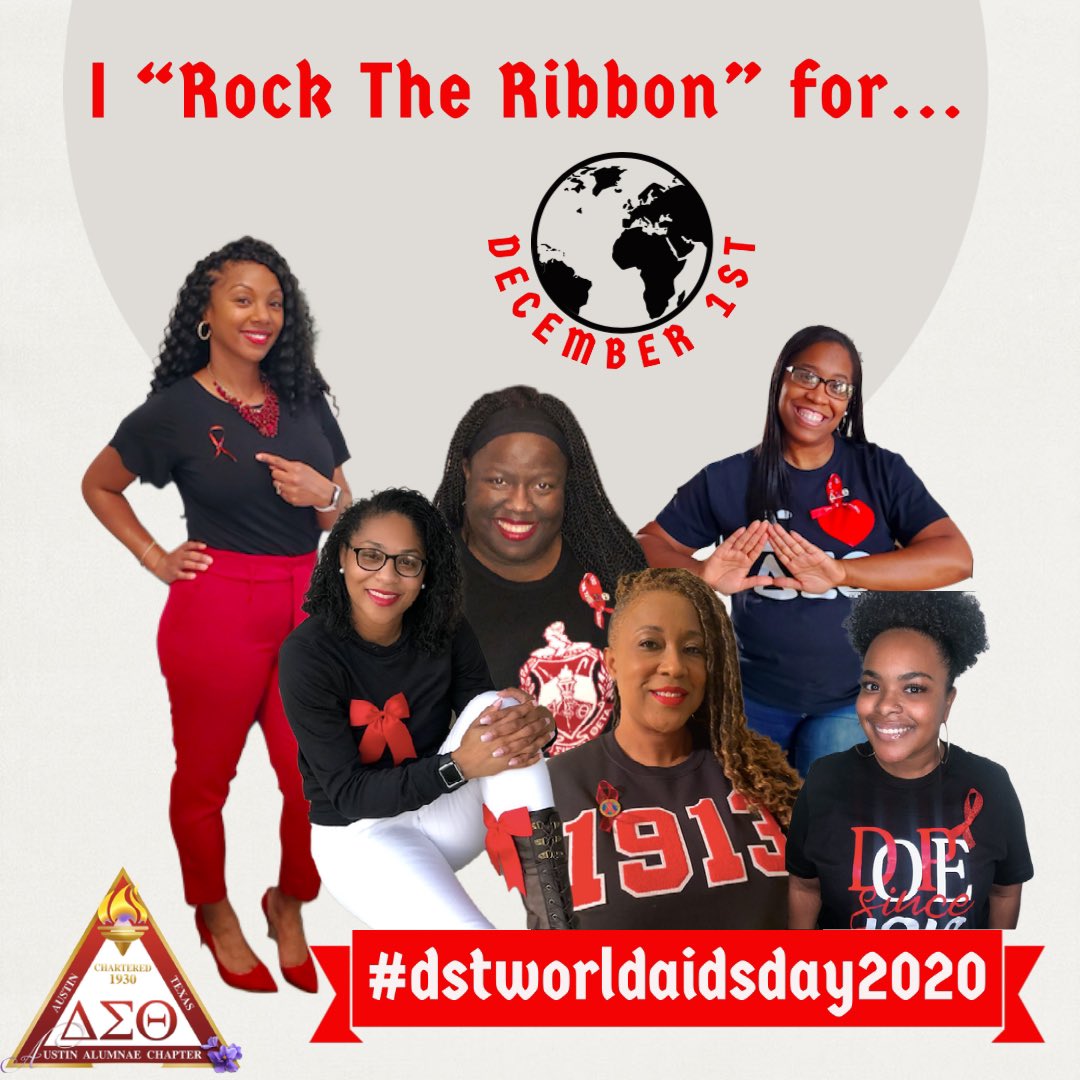 DSTATX's tweet photo. How will you "Rock The Ribbon?" 
Join our International Awareness and Involvement committee by striking your best pose and adorning yourself with a red ribbon as we recognize World AIDS Day!
#DSTWorldAidsDay2020 https://t.co/mLWuZNNAEm