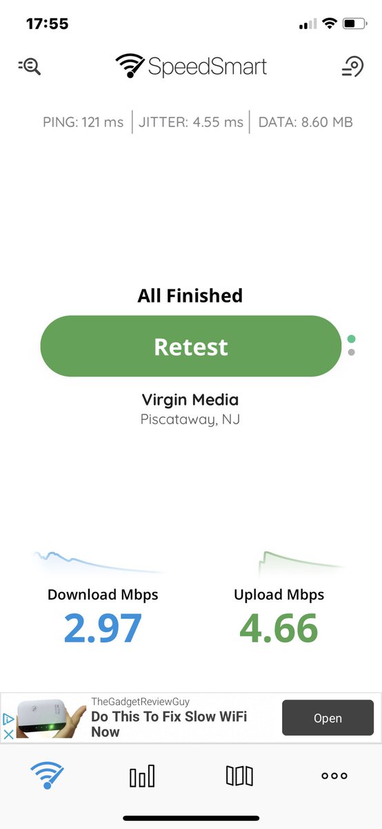 johnnymanders's tweet photo. 😡Appalled @virginmedia customer service! I should be getting 200mb download internet speed, but regularly having less than 50mb. Today was the pinnacle at 2.97mb. Unusable. I have sent so many messages and not one reply!! #virginmedia @richardbranson #M200fibrebroadband #fibre https://t.co/tRCoKlqdT6