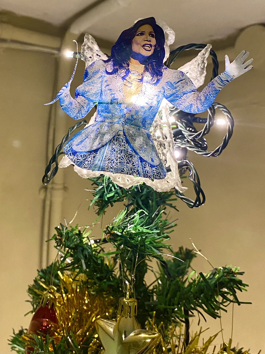 martincabble's tweet photo. The theatre dressing room tree is up! Denise is back on top of the tree and all is right in my world 🤣😂❤️ @MsDenisePearson #fivestar #fivestarfan #panto #windsor https://t.co/23DtC6PSQ4