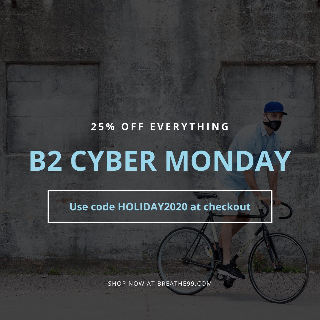 breathe_99's tweet photo. Thinking of stocking up on B2 Filters or getting an extra #B2Mask or two for loved ones? The time is now ⭐️ We’ve launched our #CyberMonday #sale across the whole #Breathe99 store 🎁 

✨ https://t.co/sfuGwVq7UP

#facemask #discountcode https://t.co/Wl9SozkVKD
