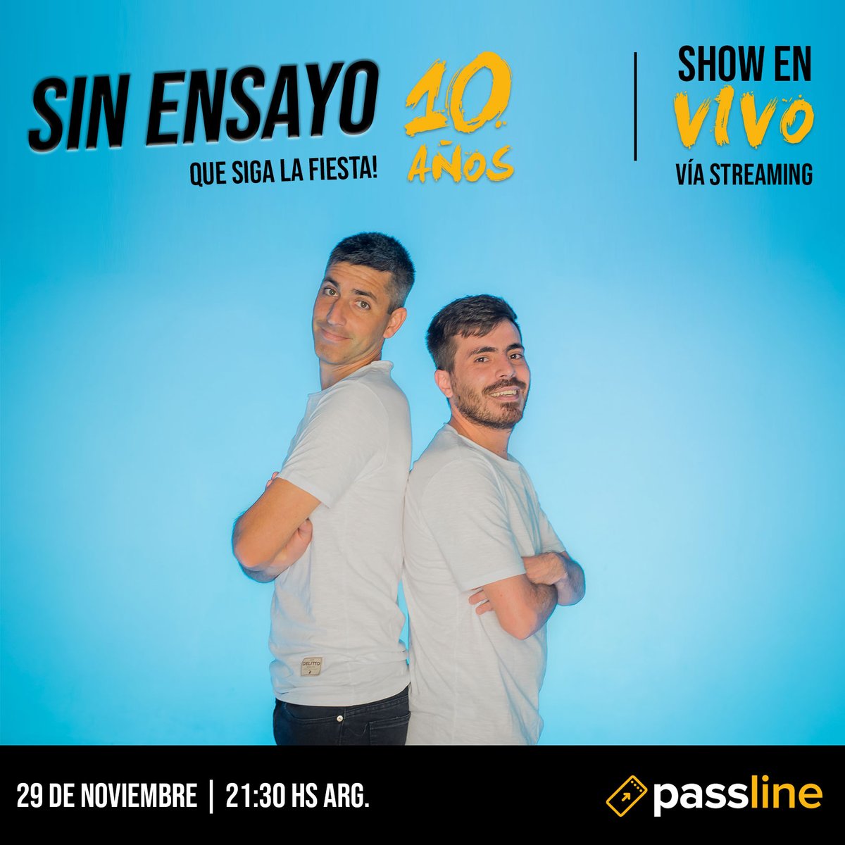 Sin_Ensayo's tweet photo. Ya tenes tu entrada para nuestra fiesta por los 10 años!!?? 
https://t.co/i5K0CmIWi7 https://t.co/61yaVQzrHf