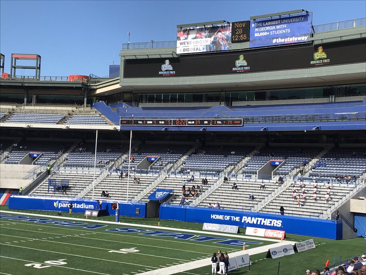 Awesome seeing the State students dressed as stadium seating for today’s game in Atlanta.