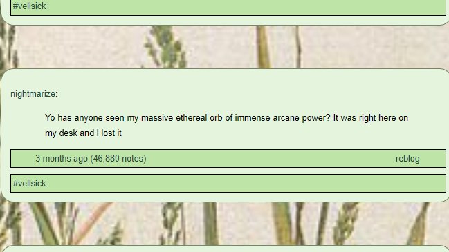 Some gems from my Vell tag on tumblr.